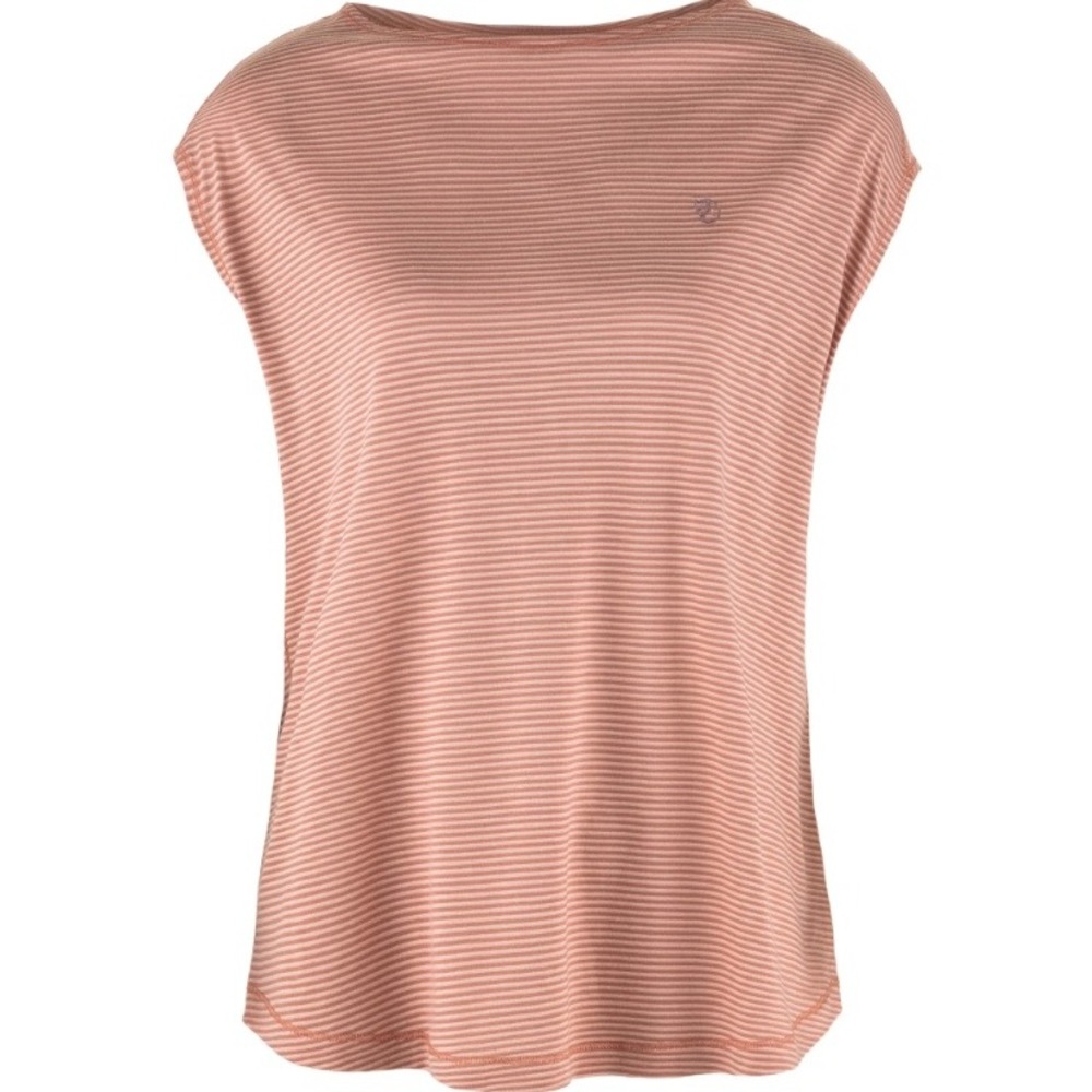 FJALLRAVEN High Coast Cool T-Shirt Small Dusty Rose Striped Gorpcore Cap Sleeve